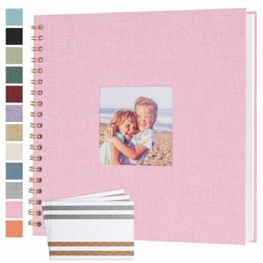 Imagem de Bonyomor Álbum De Fotos Scrapbook 10X10" Com 40 Páginas, Capa Dura, Papel Kraft, Linho, Memórias, Faça Você Mesmo, Álbuns Para Casamento, Bebê, Namorado, Viagem, Aniversário, Família, Rosa