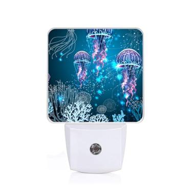 Imagem de GANTINIR Luz Noturna De Água-Viva, Animais Marinhos Do Submundo, Lâmpada Led Branca, Luminária Mesa Decorativa Com Eficiência Energética Para Quarto, Corredor, Escadas, Banheiro