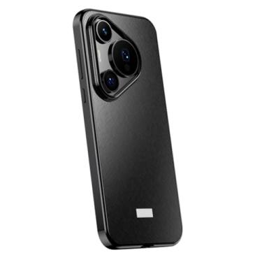 Imagem de HAO RIYLN Capa de metal para Huawei Pura 70 Ultra/70 Pro +/70 Pro/70, proteção para câmera, capa de telefone elegante, revestimento de fibra antiarranhões, desmontagem magnética, preta, 70 Pro +