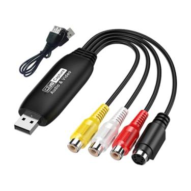 Imagem de NonMiFyR Placa de Vídeo AV para USB 2.0, Conversor Analógico para Digital, Dispositivo de Captura de Vídeo 1080P para Streaming para, Fêmea, Tamanho real