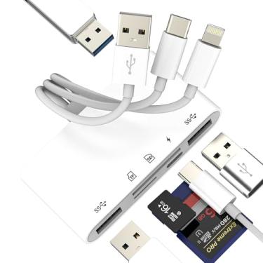 Imagem de USB C Lightning USB HUB (6 em 1) para Apple OTG 3.0 adaptador TF leitor de cartão SD tipo C conversor de cabo carregador para iPhone 16 15 14 Pro para iPad MacBook Micro SD Memory Photo Transfer Stick