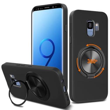 Imagem de Nijiadi Capa de celular compatível com Samsung Galaxy S9, suporte de anel giratório de 360° com suporte/suporte de silicone TPU Silm Fit capa protetora à prova de choque para Samsung Galaxy S9 (2018