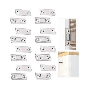 Imagem de Kit 8 Peças de Fecho Magnético Ultra Forte para Armário, Instalação Sem Furação, Sistema de Segurança Infantil, Adesivo de Alta Resistência, Branco