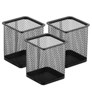 Imagem de Porta Canetas e Lápis, Organizador de Mesa de Metal Aramado para Escritório(03 Quadrados)