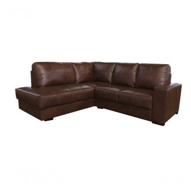 Imagem de Sofá De Couro Canto Marrocos 2 Lugares Com Chaise Esquerda Marrom Bicolor - Mempra Design