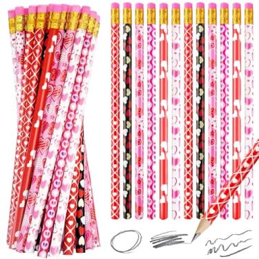 Imagem de Kuihaazi 72 lápis de dia dos namorados, lápis de madeira a granel, lápis de dia dos namorados com borracha para enchimentos de sacolas de brindes, lembrancinhas de festa