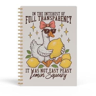 Imagem de Evcprz Caderno de ganso engraçado, caderno de citação sarcástica "It Was Not Easy Peasy Lemon Squeezy", presentes de animais fofos para mulheres e homens, material de escritório humorístico, caderno