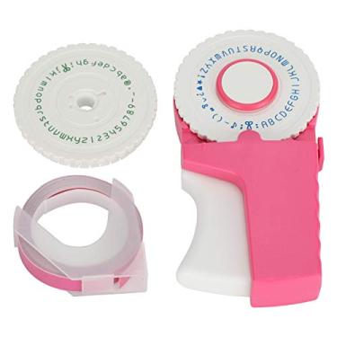 Imagem de Gravação manual de máquina de escrever, gravação de etiquetas, artesanato diy, material de escritório, rosa, portátil, abs, 11.5cm, 9mm, fita incluída
