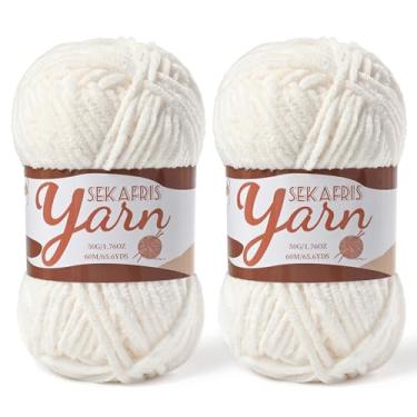 Imagem de Pacote com 2 fios de veludo fofo para crochê, cobertor de bebê macio para crochê, fios amigurumi de 100 g, fios de crochê de chenille de pelúcia, fio de quebra-cabeça para artesanato de tecelagem de