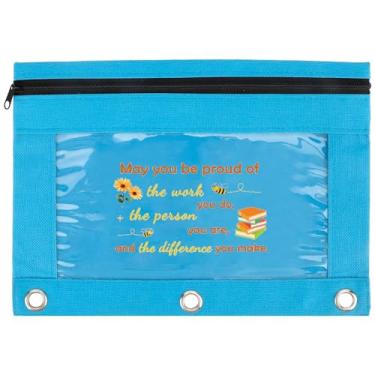 Imagem de DTUIEUI Presentes de agradecimento ao professor - Presentes de formatura de aposentadoria - Presentes de Natal para professores - Presente de fim de ano - Bolsa de lápis para fichário de 3 anéis