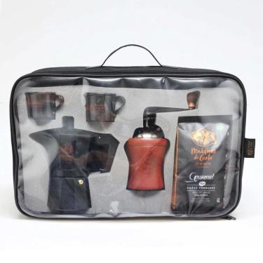Imagem de Kit Café Gourmet 500g + Moinho Madeira + Cafeteira + Bolsa