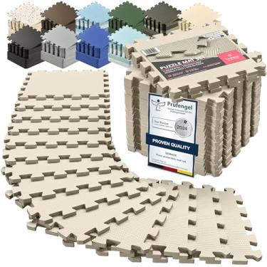 Imagem de bemaxx Conjunto de tapetes de ginástica – 18 peças de espuma EVA interligada (32 x 32 x 1 cm) 18 m² protetor de piso de academia esportes casa treino exercícios tapetes quebra-cabeça garagem fitness