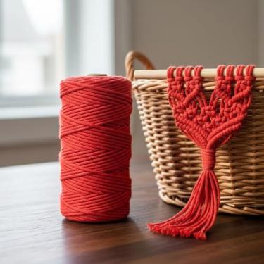 Imagem de Corda de macramê colorida de 3 mm x 109 jardas, barbante torcido para artesanato para pendurar na parede, decoração de casa, várias cores