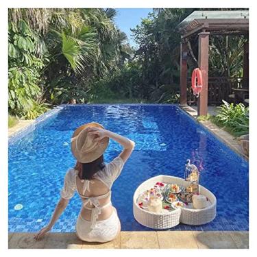 Imagem de Bandeja de servir flutuante, mesa de bilhar, bandeja de servir flutuante em forma de coração, mesa de bar - piscina flutuante adulto para bancos de areia, spa, banheiro (branca)
