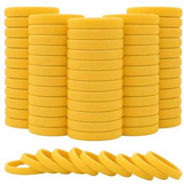 Imagem de ZIQON 60 pulseiras coloridas de silicone duráveis de conscientização de borracha para arrecadação de fundos, eventos e suporte, impermeável e durável (amarelo)