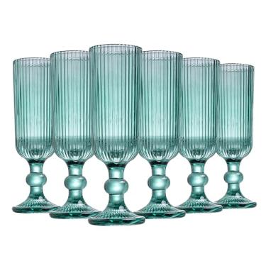 Imagem de Jogo de 6 Taças para Champanhe - Cameratta - Vidro - Borda Dourada - 160ml - Verde - Full Fit