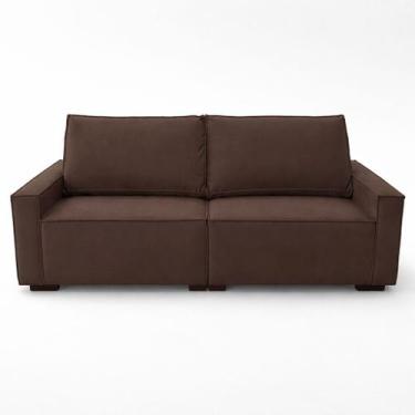 Imagem de Sofá 2 Metros Contemporâneo Sala Estar Luxo Moderno Suede Cor:Marrom -