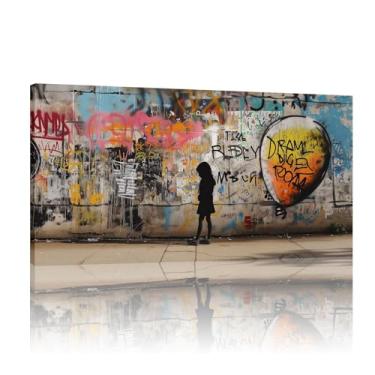 Imagem de Arte de parede em tela engraçada, arte Banksy, impressão de graffiti, tela de rua Banksy Graffiti - Mural de parede de grafite - (50 x 100 cm) sem moldura