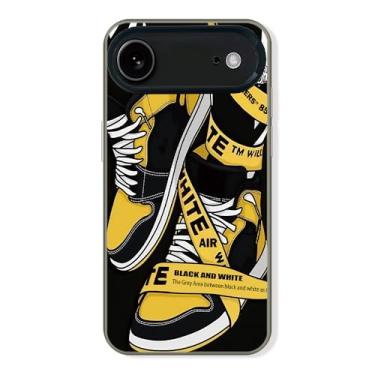 Imagem de Cairiocoin Capa de telefone da marca de calçados esportivos compatível com iPhone 17 Air, Cool Ins Off Tênis clássico branco ou preto etiqueta estética antiderrapante à prova de choque capa de