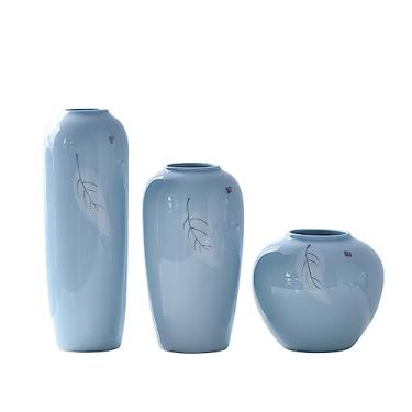 Imagem de Vaso pintado à mão, arranjador de flores, sala de estar, varanda, decoração de vaso de cerâmica, conjunto de três peças (D conforme mostrado)