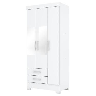 Imagem de Guarda Roupa Com Espelho 3 Portas 185x82 Cm Be07 Branco Rosa Flex Briz Branco Rosa Flex