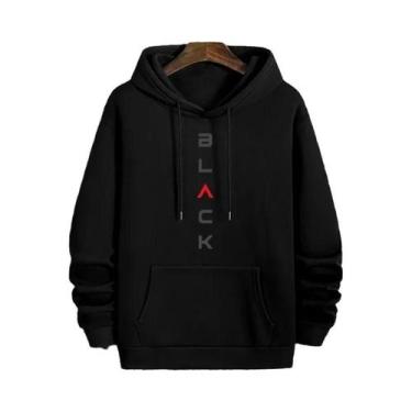 Imagem de Moletom Masculino Preto Com Estampa De Letras Outono Inverno Alta Qual