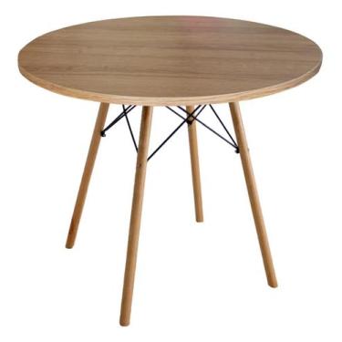 Imagem de Mesa Jantar 70cm Redonda Madeirado Base Eiffel Charles Eames Escrivani