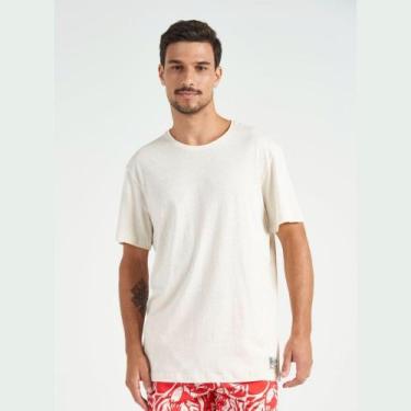Imagem de Camiseta Colcci Manga Curta Linho Off Shell, Bege, M