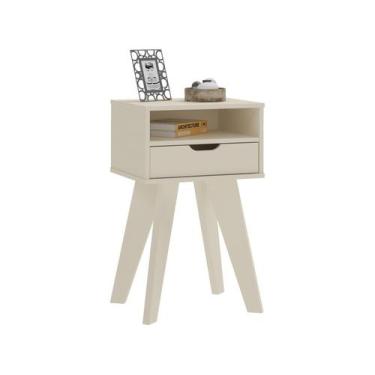 Imagem de Mesa Lateral de Apoio com Gaveta Pés Retrô Vip Artely Branco