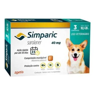 Imagem de Antipulgas Zoetis Simparic 40mg Cães 10,1-20kg 3 Comprimidos - Congrat