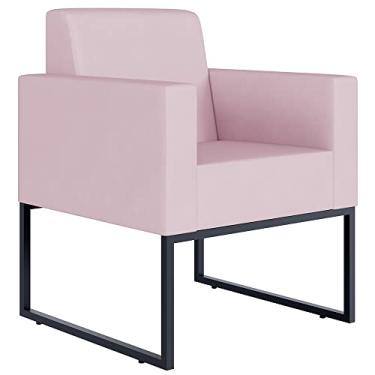 Imagem de Poltrona Decorativa Para Sala De Estar Recepção Base Fixa De Metal Helô L02 Suede Rosê - Lyam Decor