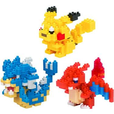 Imagem de 3 Set Nanoblock Bundle - Gyarados, Charizard and Pikachu - Adjustable Pokemon Characters (Japan Import)