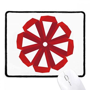 Imagem de Mousepad vermelho abstrato flor origami borda costurada tapete de borracha para jogos