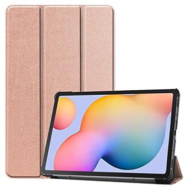 Imagem de Estojo de Capa Para Samsung Galaxy Tab S6 Lite 10.4" (SM-P610 / 615) Estar comprimido de caixa de comprimido PC Difícil Coverwith Trifold & Auto Wakesleep Capa protetora (Color : Rose Gold)
