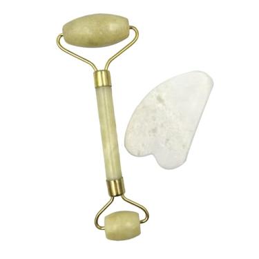 Imagem de Rolo Massageador Facial de Pedra de Jade Anti-Rugas (Kit Branco, x 2un)