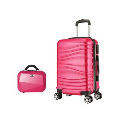 Imagem de Conjunto Mala de Viagem Média e Frasqueira Em ABS Eagle, Rosa melancia