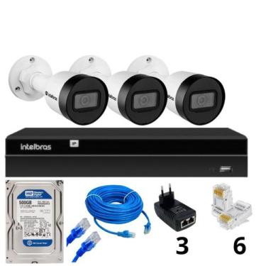 Imagem de Kit 3 cameras ip vipc 1230b Intelbras Nvd 1404 HD 500gb
