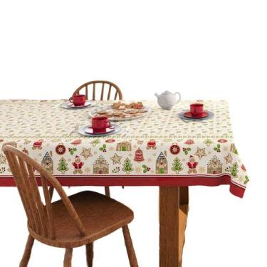 Imagem de Toalha De Mesa Natal 8 Lugares Algodão Biscoitos Lepper