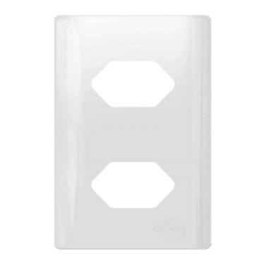 Imagem de Placa Novara Branco 4x2 Tomada Dupla com Suporte Dicompel, Branco