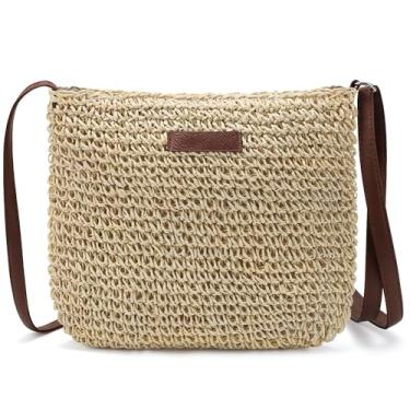 Imagem de Bolsa clutch de palha para mulheres, bolsa de ombro, bolsa transversal, verão, praia, palha, tecida à mão, Bege A, Medium
