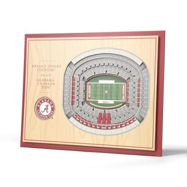 Imagem de YouTheFan: Alabama Crimson Tide - Arte de Parede 3D de Estádio - 5 Camadas - Pintada - Emoldurado - 11 x 14 Polegadas - Para Sala de Estar