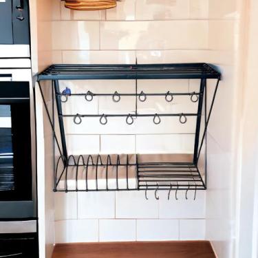 Imagem de Escorredor Cozinha Artesanal De Parede Panelas Copos Pratos - MINAS AR