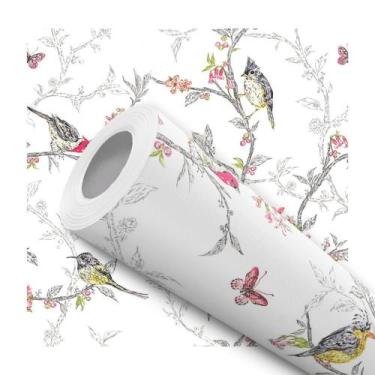 Imagem de Papel De Parede Adesivo Lavável Passáro Flor Realismo 10m - Signmaq, 1