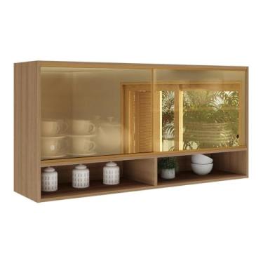 Imagem de Armário Aéreo 120cm com Portas de Vidro Paris Multimóveis Mp2213 Rustic