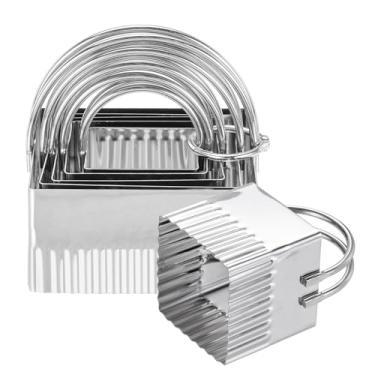 Imagem de HARFINGTON 5 peças de cortador de biscoito quadrado com alça conjunto de aço inoxidável ferramenta de cortador de massa com borda canelada para cozinha assar bolos