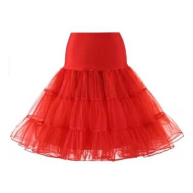 Imagem de Saiote Amei Tule Tutu Armação C/ Elástico Vestido Anos 60, Vermelho, P