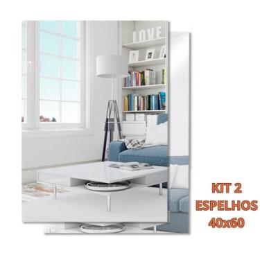Imagem de Kit 2x Espelhos Decorativo 40x60cm Adesivo Acrílico Retangular Sala Ba