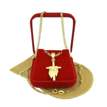 Imagem de Corrente Masculina 70cm 2mm Cruz Folheada Ouro 18k CR434 - WNBIJOUTERI