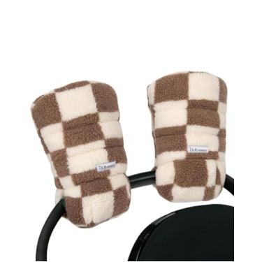 Imagem de Luvas Warmmuffs para carrinho de bebê Enfant das 7h – Luvas anticongelantes para guidão, repelente de água, aquecedor de mãos para clima frio, forro de pelúcia (estampa xadrez bronzeado)