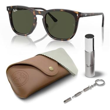 Imagem de Ray-Ban RB2210 Óculos de sol quadrados para homens e mulheres com kit oficial RAYBAN Eyewear, Armação marrom transparente | Lente verde, 53 mm